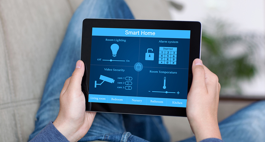 The ability to access and control security components from a mobile device is one of the top smart home trends in Minneapolis. Close-up of smart home security app.